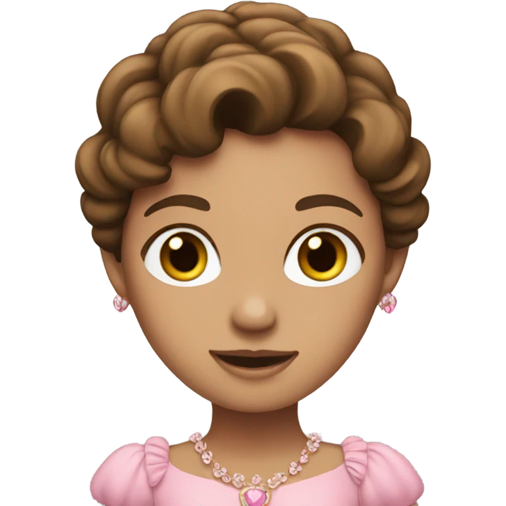 Princess with brown hair and pink dress  emoji