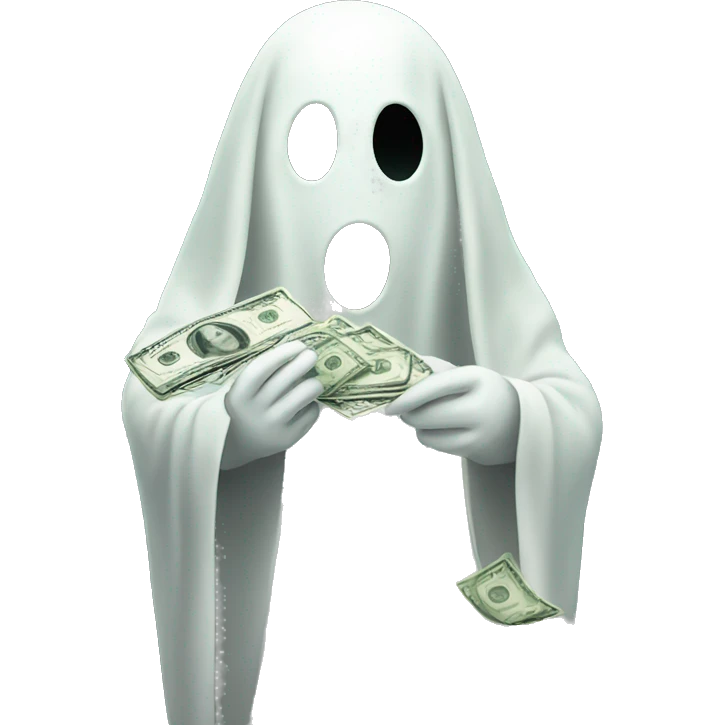 A ghost with money emoji