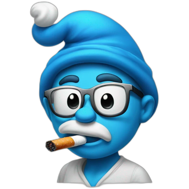 unhealthy looking smurf with ciggy emoji