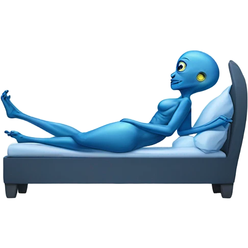 Blue alien woman laying on the bed emoji