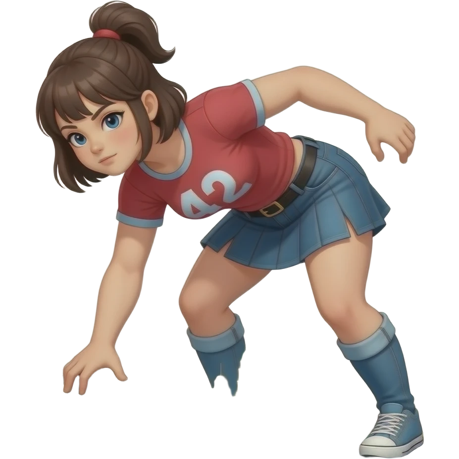 A giantess girl destroys a tiny city emoji