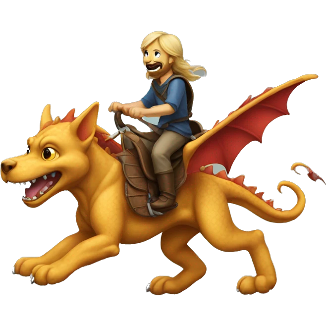 a dog riding a dragon emoji