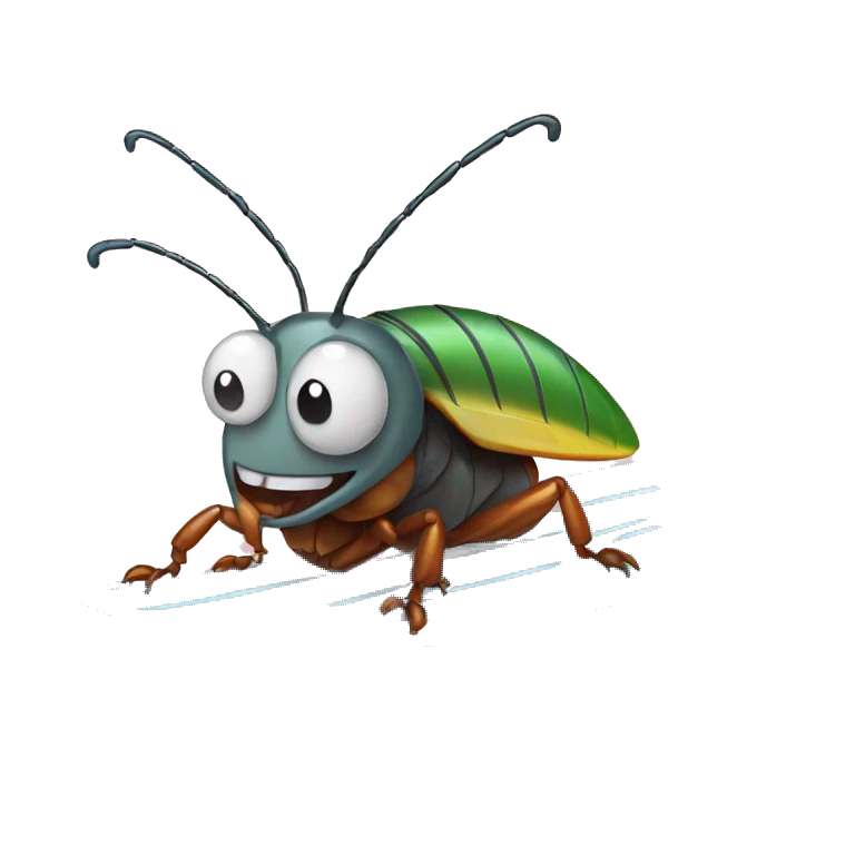 Cockroach riding a surf board emoji