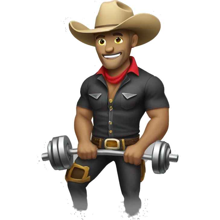cowboy Man lifting weights skull emoji