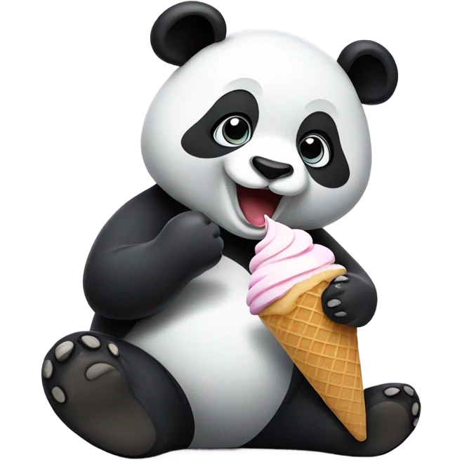Panda eating ice cream emoji