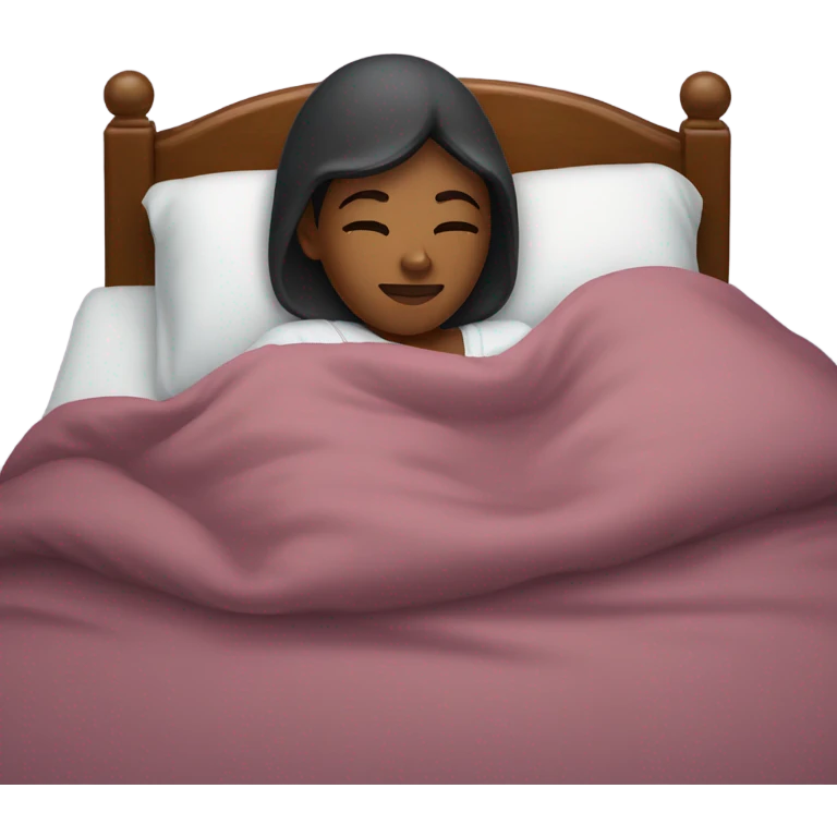 Woman tucked up in bed with nightcap on  emoji