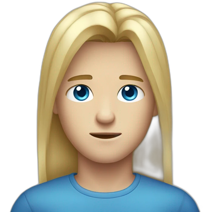 blue-eyed male frowning teenager long straight blond hair emoji