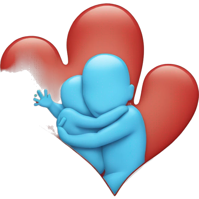 heart red with baby blue emoji