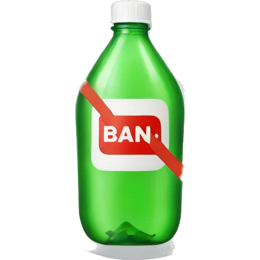 plastic bottle with a ban sign emoji