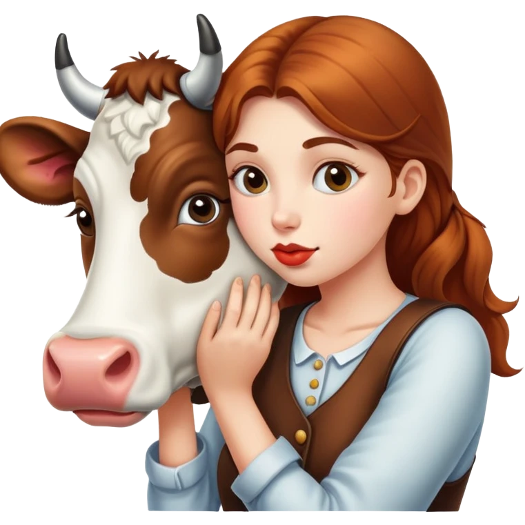 Naked girl kissed cow emoji