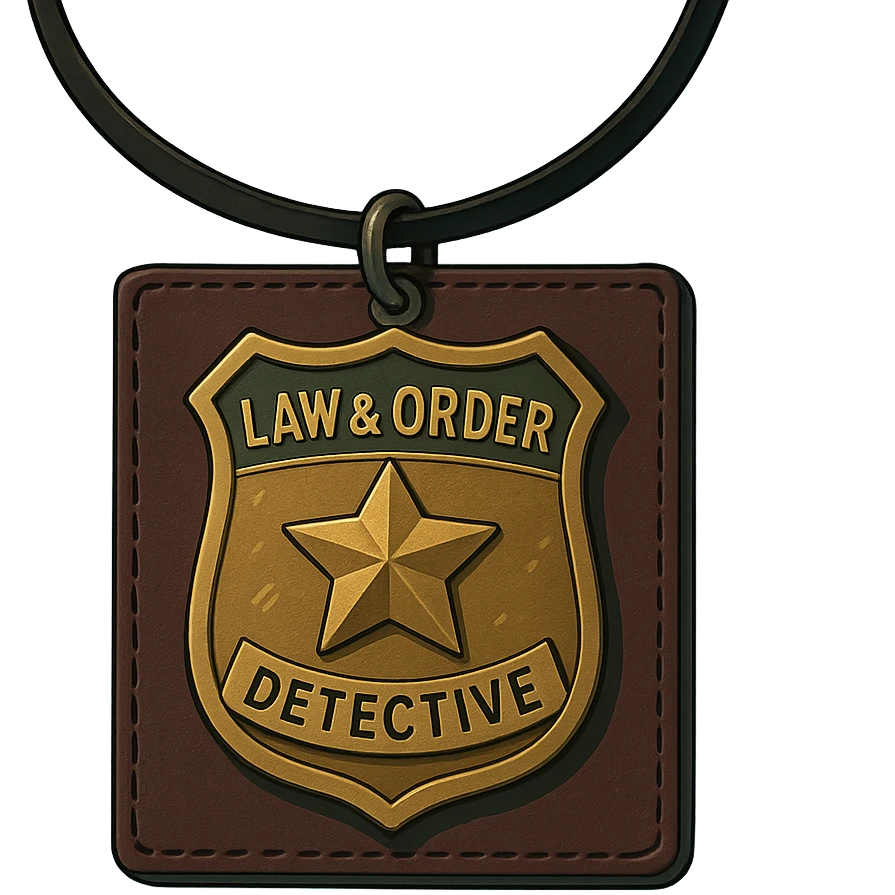a detective badge, law and order. cyberpunk futuristic, square leather neck worn emoji