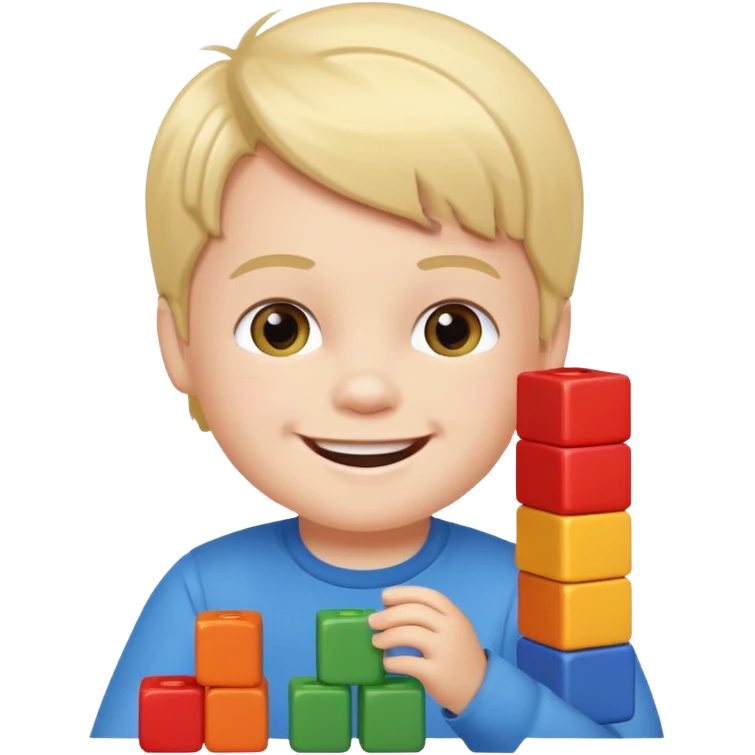 Toddler boy – stacking colorful building blocks.
 emoji