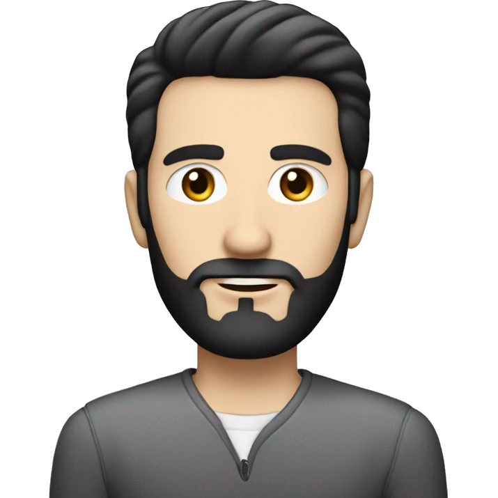 white man with black hair and short on the sides and short black beard working thinkpad computer emoji
