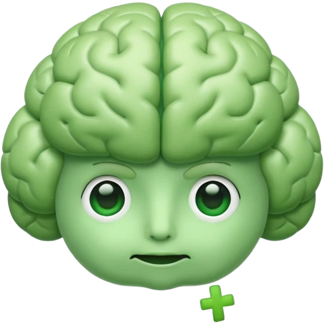 green brain with green plus on it emoji