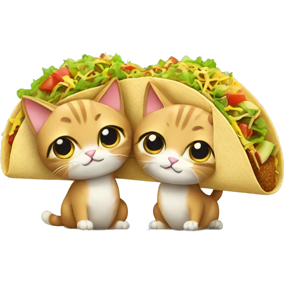 two cute cats sharing a taco  emoji