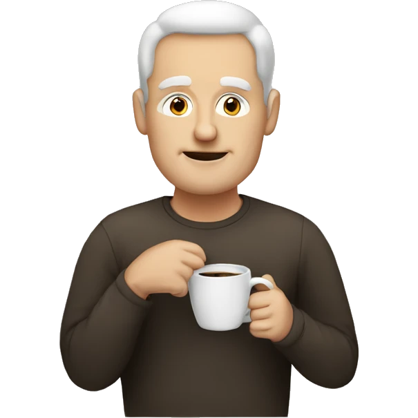 Large white man drinking coffee  emoji