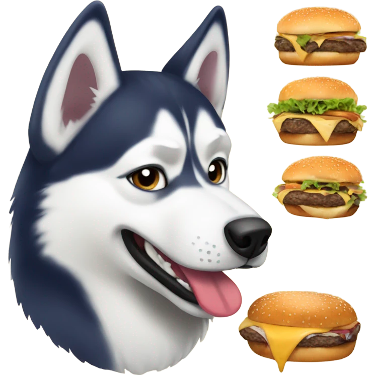 Husky eating burguer emoji
