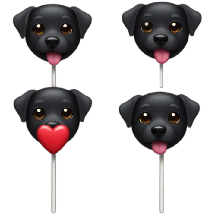 Black Dog and heart lollipop emoji