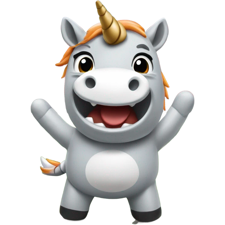 Gray happy Unicorn on a football field, wearing OSU state university shirt emoji