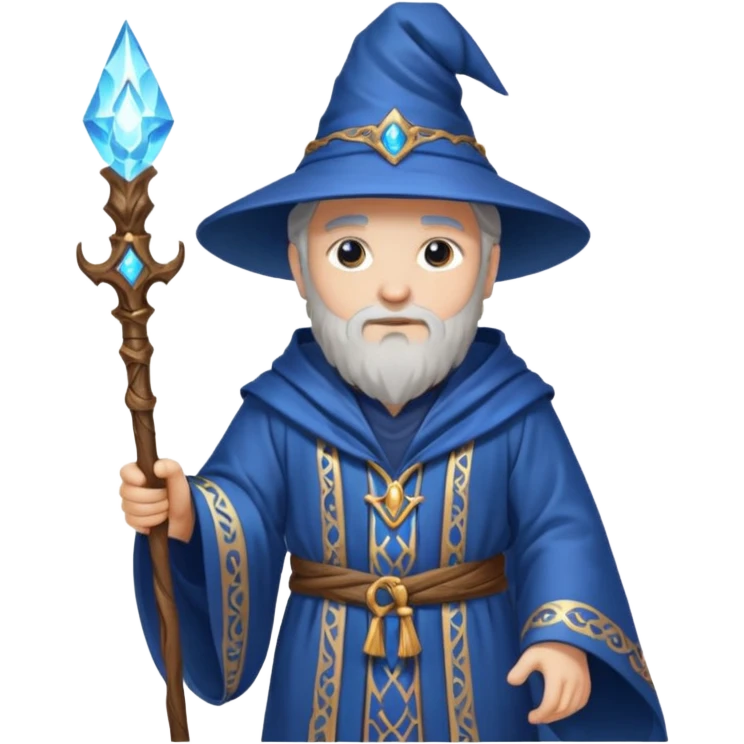 wizard holding glowing staff. emoji