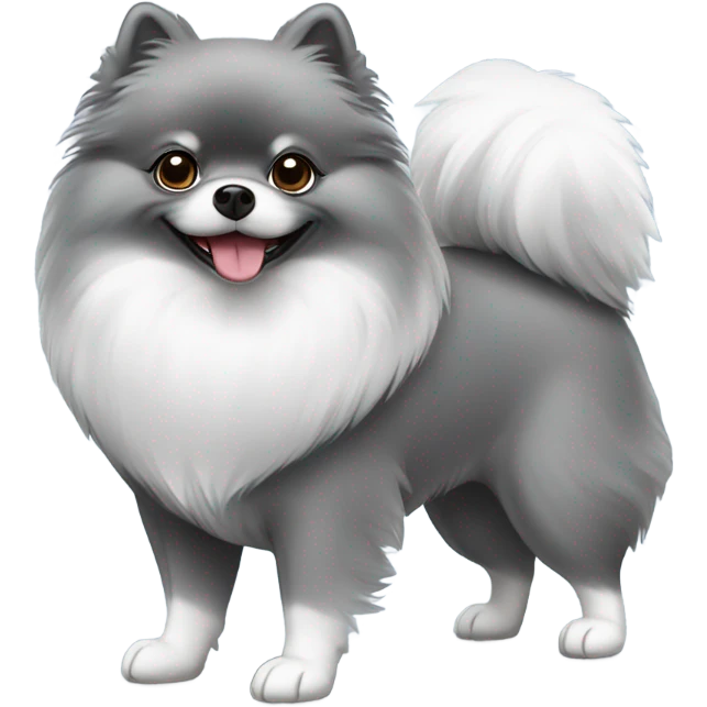 Standing Pomeranian grey with white emoji