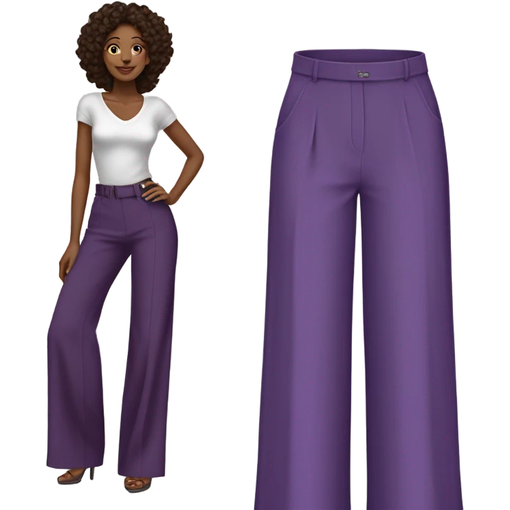 Realistic isolated pair of high waist long wide leg dressy casual pants in purple emoji