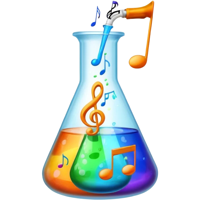 flask beaker science with music coming out emoji