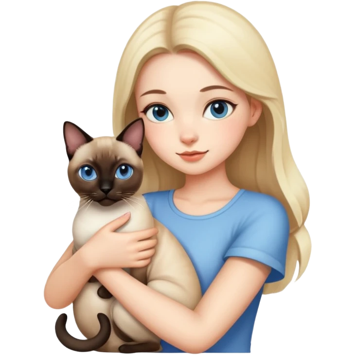 Girl holding a Siamese Cats emoji