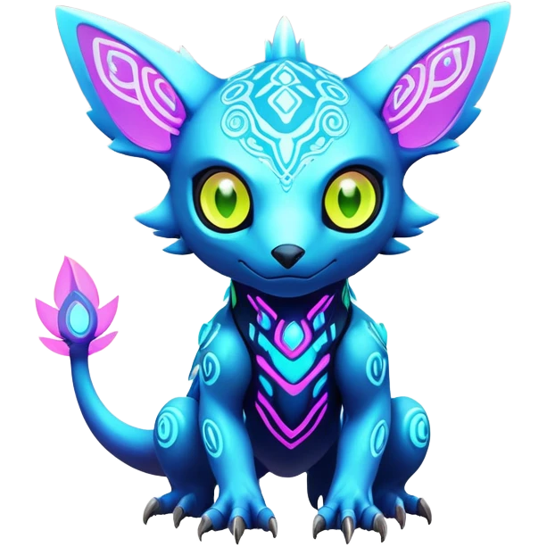  exotic futuristic lush cozy warm-colored modern colorful neon-colored cyber-Fakémon-Digimon-Trico-creature emoji