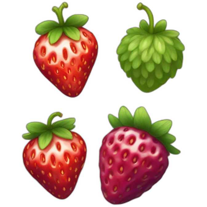 A strawberry, a raspberry and a blueberry in the same emoji emoji