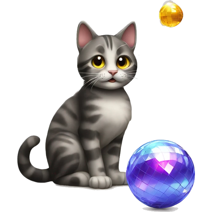 cat playing with disco ball emoji