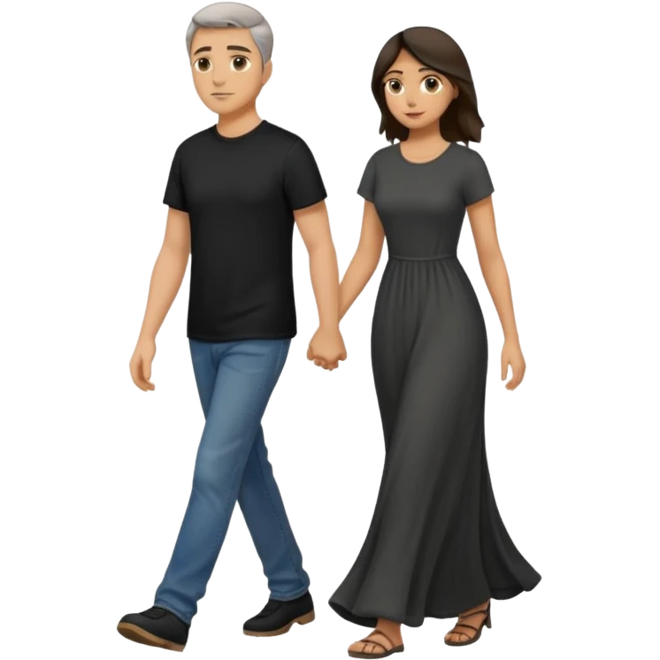 
Iranians fleeing war, full length, in profile, man and woman emoji