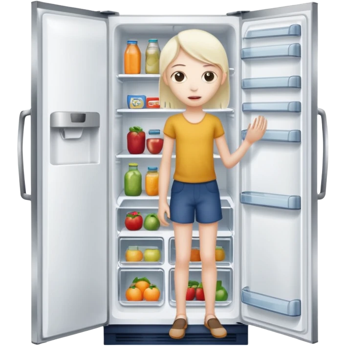 Person starving opening the fridge's door emoji