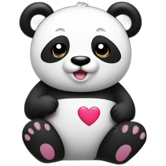 Panda holding i love you neon sign emoji