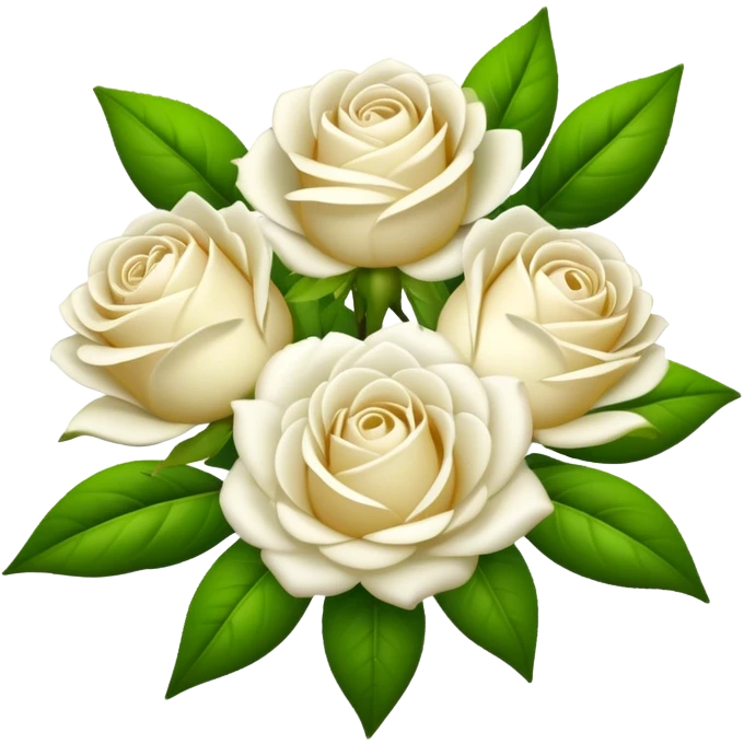 bouquet White Tea Rose, luxuriant, leaf, bud emoji