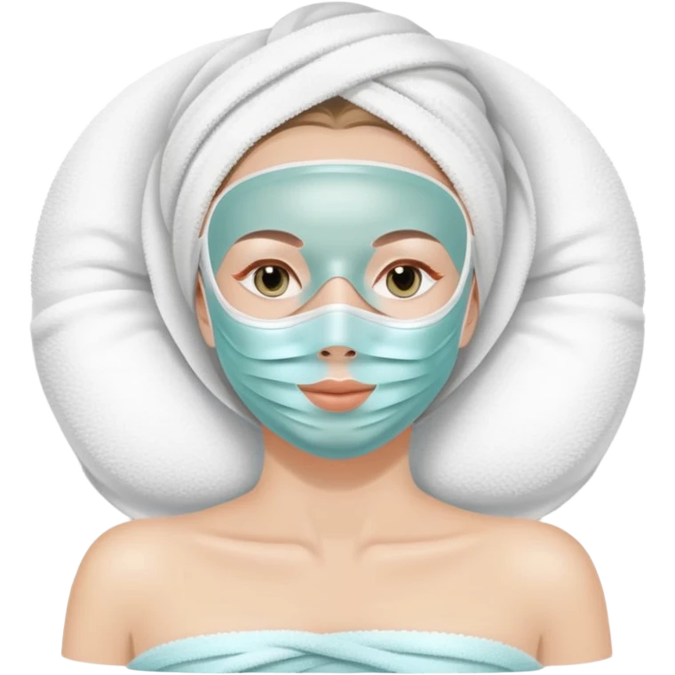 white Lady with face mask spa beauty full face relaxing emoji