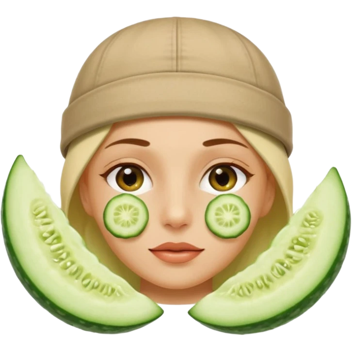 mulher de touca na cabeça e pepino nos olhos emoji