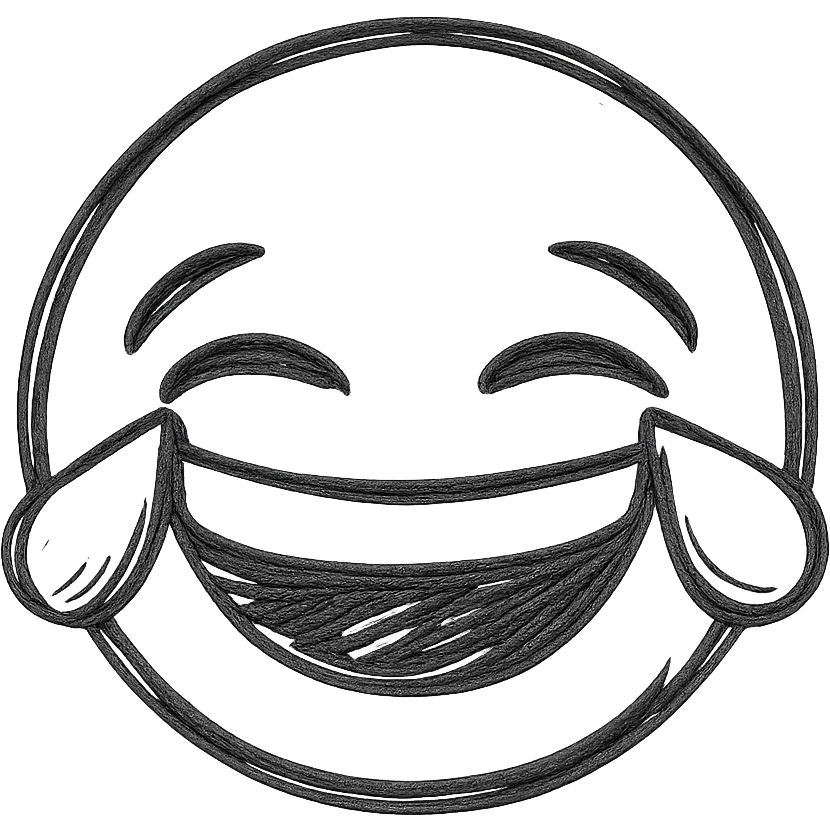 A laughing emoji in the style of the reference image, hand-drawn style emoji