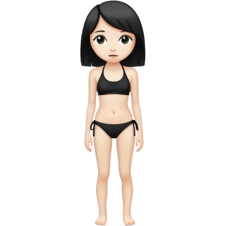 white emo girl skinny slim thick black bikini full body cute emoji