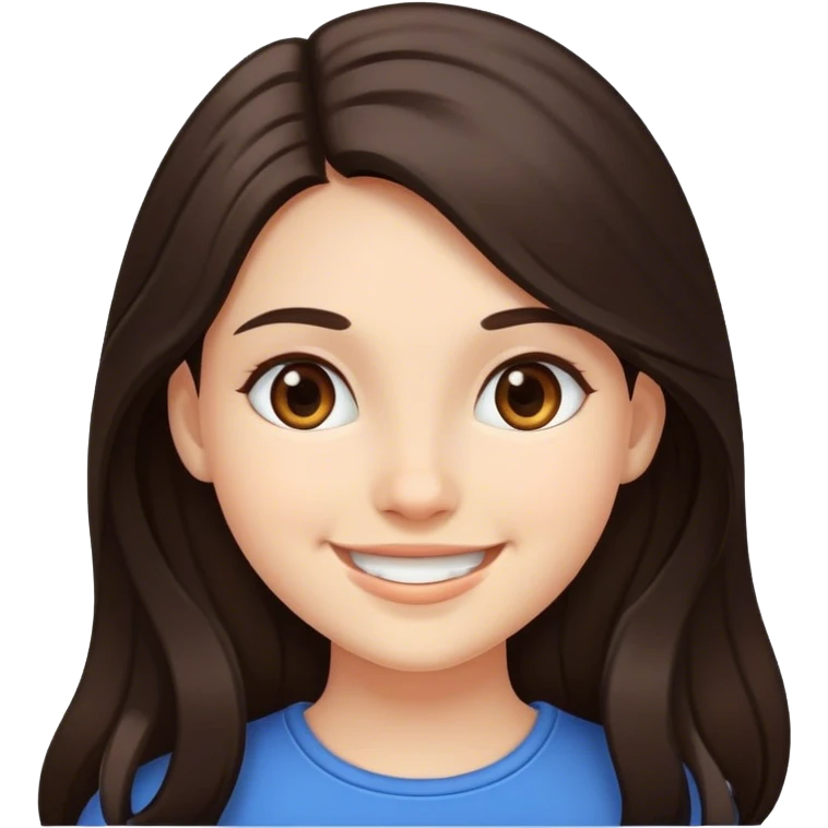 smiling girl with long dark brown hair  emoji