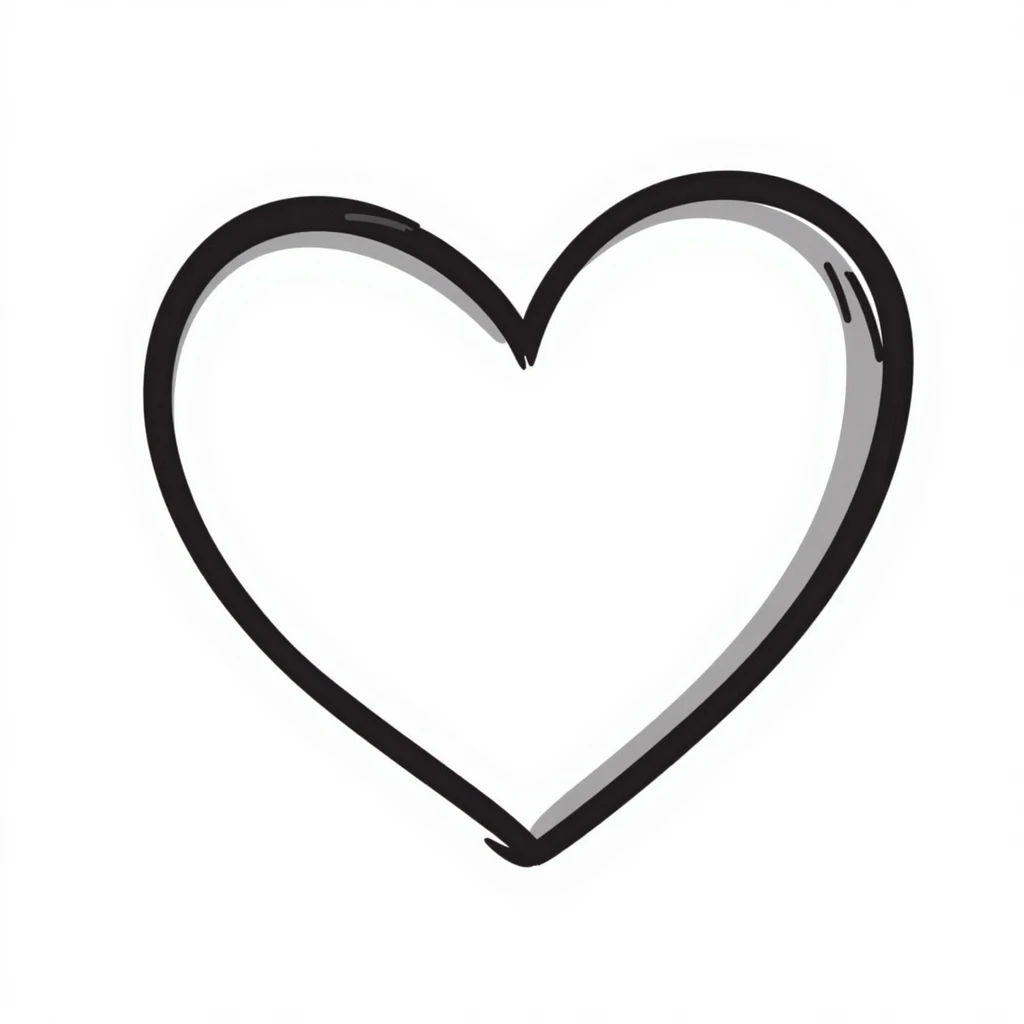 A classic love heart symbol with hand-drawn scribbled lines, slightly asymmetrical with personality, casual sketch style emoji