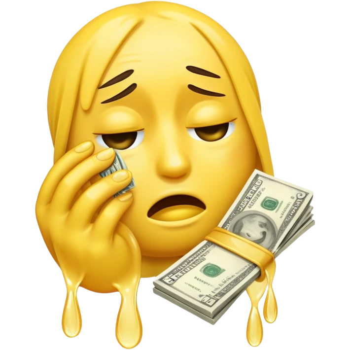 Создай плачущий смайл, который вытирает слезы деньгами  emoji