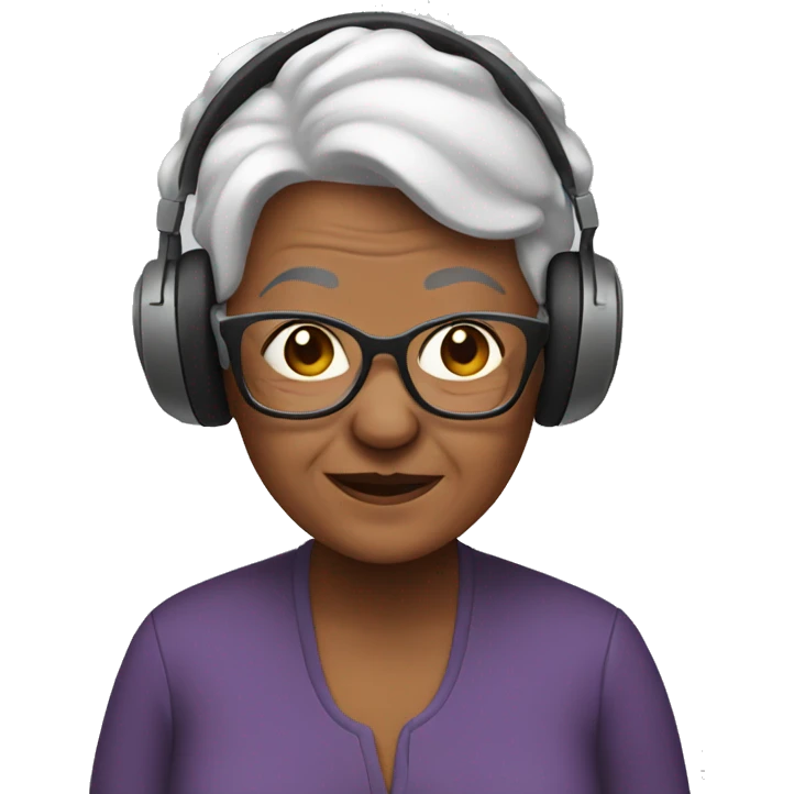 grandma with headphones emoji