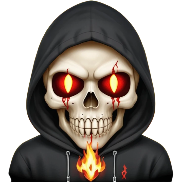 Bro I wanna skull with hoodie on the hoodie has to be on fire and I want matrix blood with the codes and weird numbers spilling out eyes and mouth almost give him a diamond grill in his mouth make it shinny where is the matrix symbols  emoji