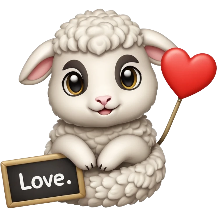 Little lamb holding up a sign that says “I love my snake” emoji
