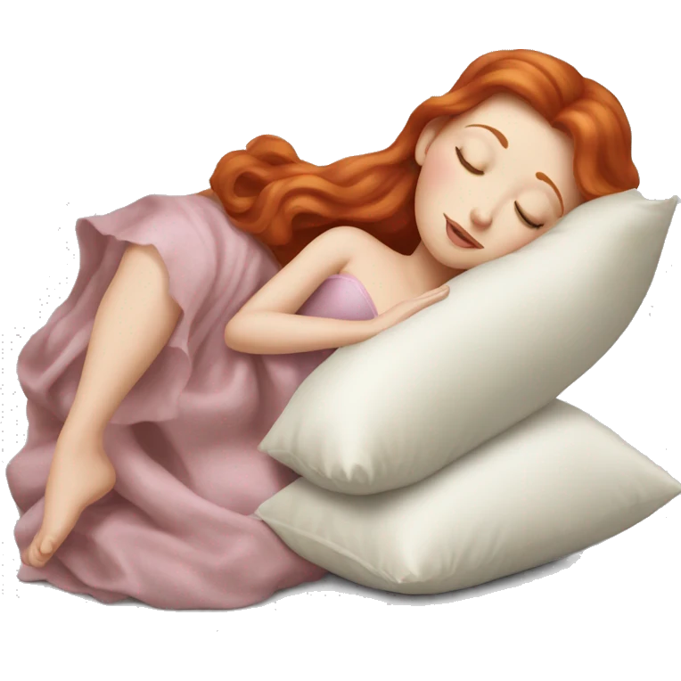 sleeping beauty redhead white girl with a silk pillow emoji