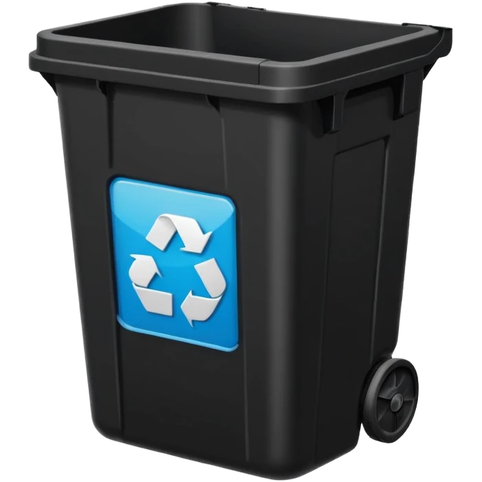 empty black BIN WITH "ELECTRONIC" WORD IN IT. CORRECT SPELLING PLEASE PUT THE WORD emoji