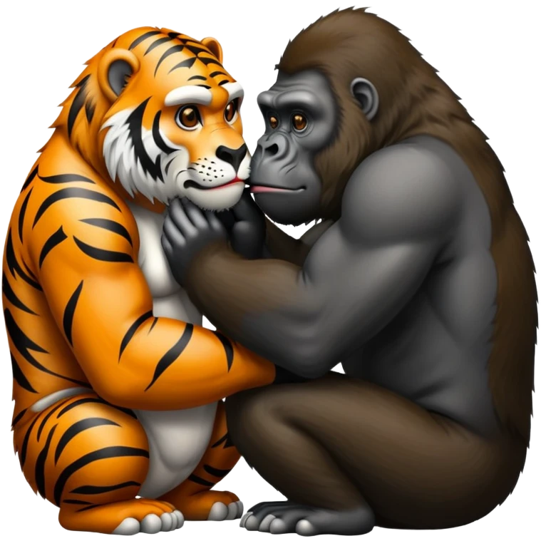 Tiger kissing a gorilla emoji