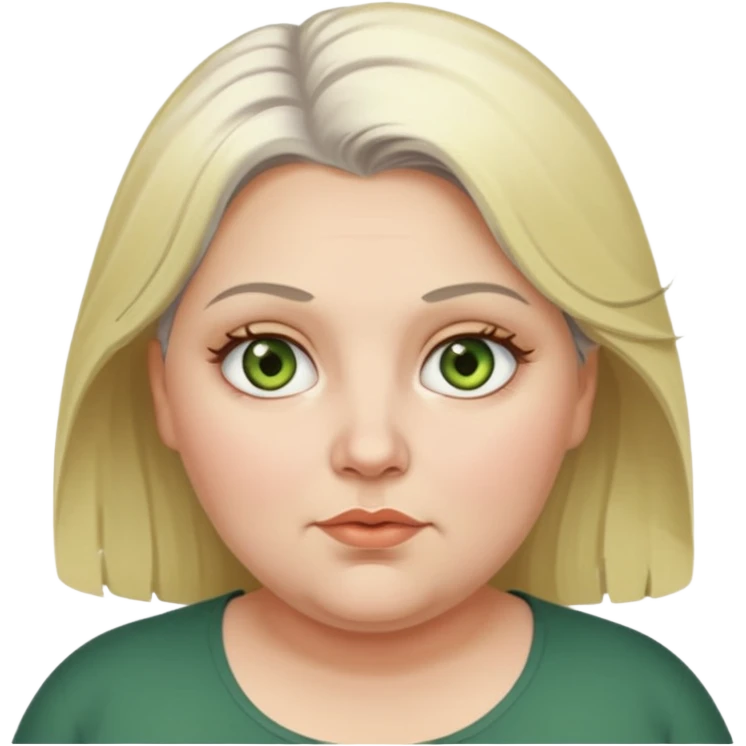 Overweight, blonde and grey haired female with golden green Hazel eyes having a bad week rolling eyes emoji