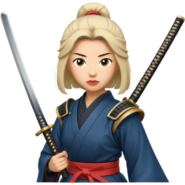 lady samurai holds katana, still pose. emoji